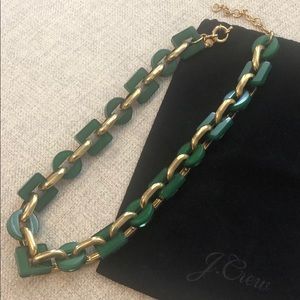 J Crew green and gold resin geometric necklace